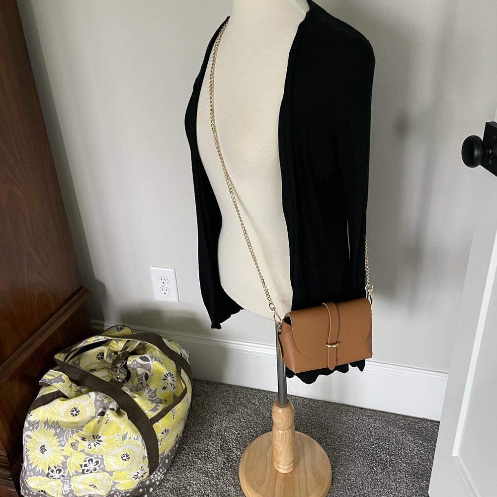 Firenze Tan/Cogac color Genuine  Leather Crossbody Bag - Picture 2 of 9